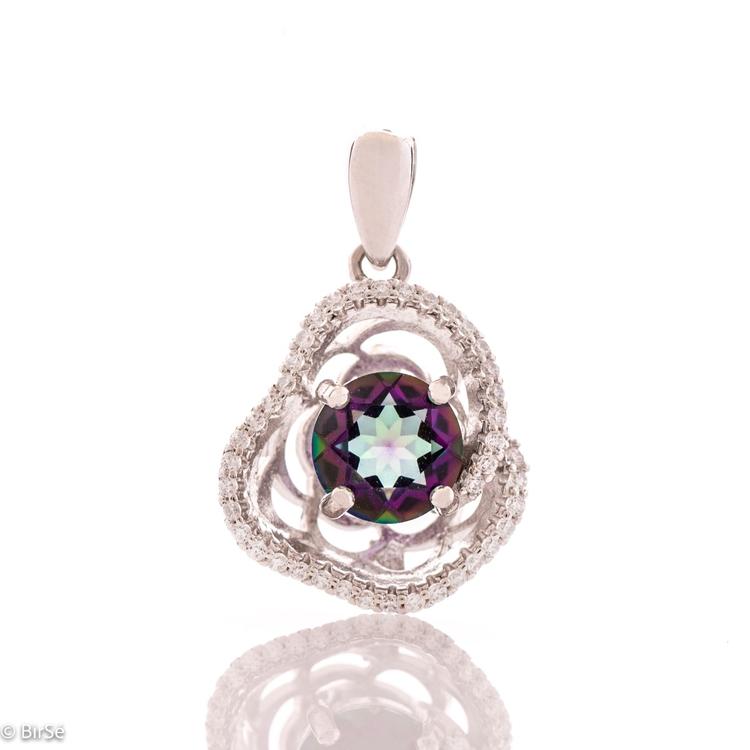 Silver pendant - Rose Natural mystic topaz 1,55 ct