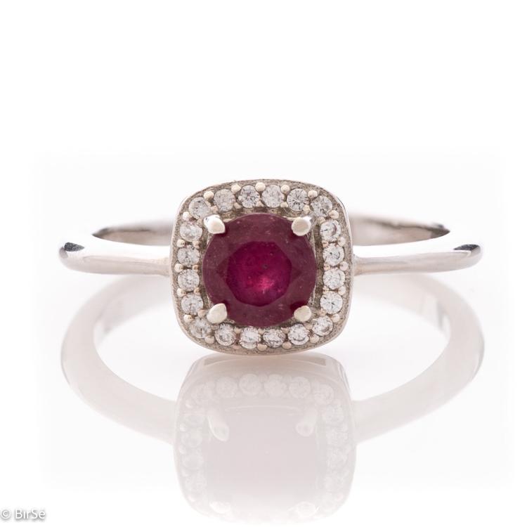 Silver ring - Natural ruby 0,65 ct. 