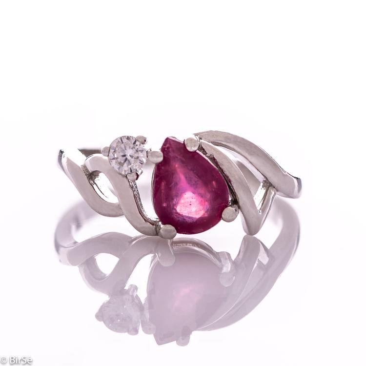 Silver ring - Natural ruby 1,00 ct.