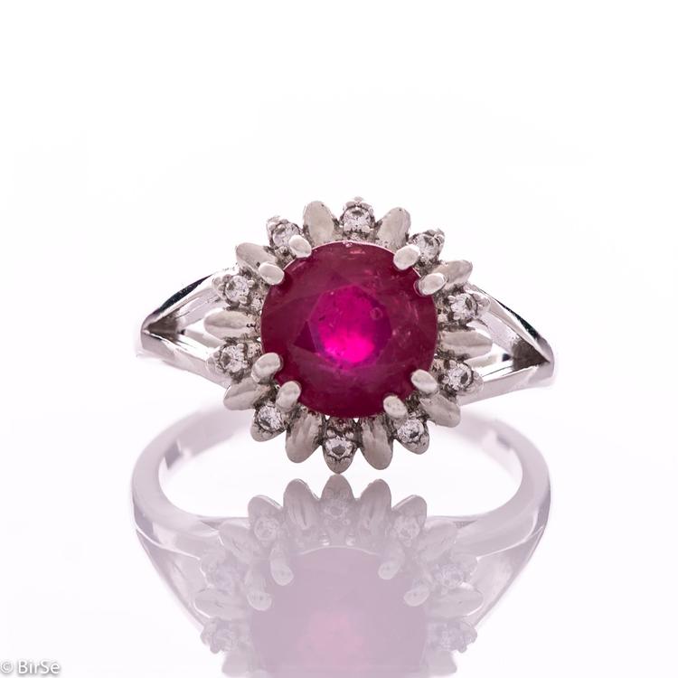 Silver Ring - Natural ruby 2,25 ct