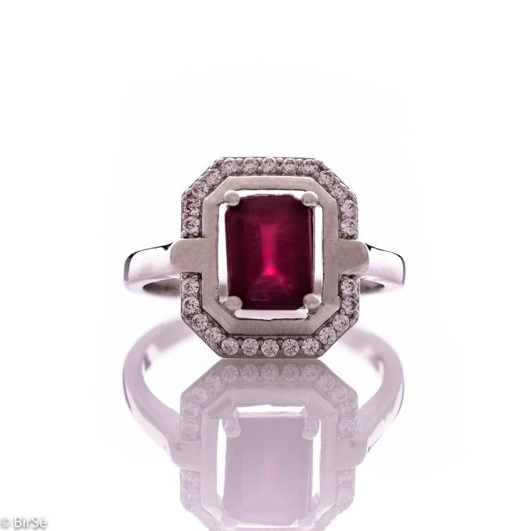 Silver ring - Natural ruby 1,55 ct