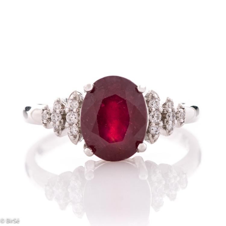 Silver Ring - Natural ruby 2.20 ct