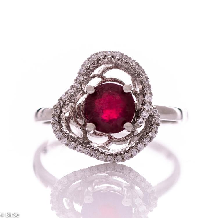 Silver Ring - Natural ruby 1,60 ct