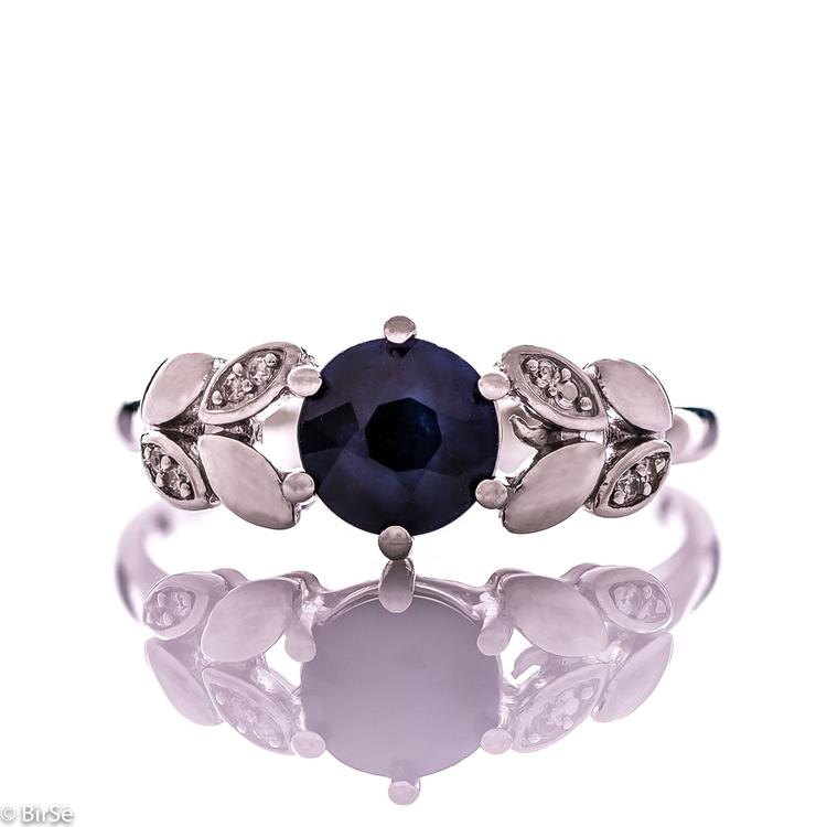 Silver ring - Natural sapphire 1,05 ct.