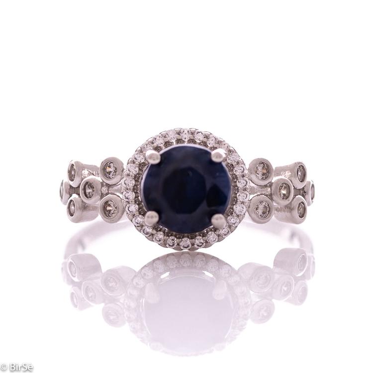 Silver ring - Natural sapphire 1.60 ct