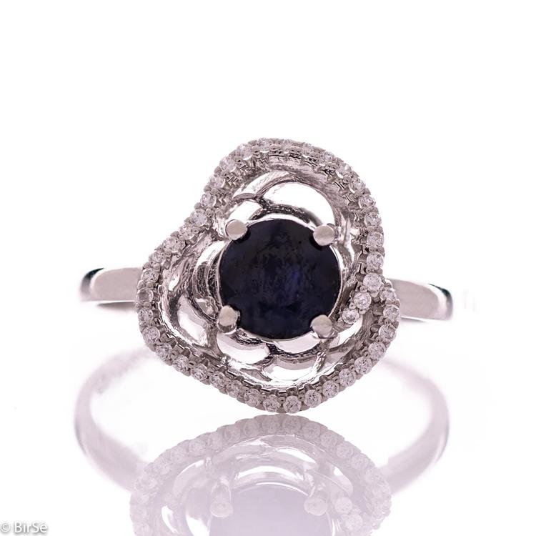 Silver ring - Natural sapphire 1,60 ct