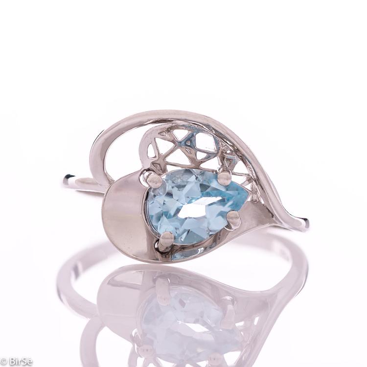 Silver Ring - Natural Blue Topaz 1,10 ct