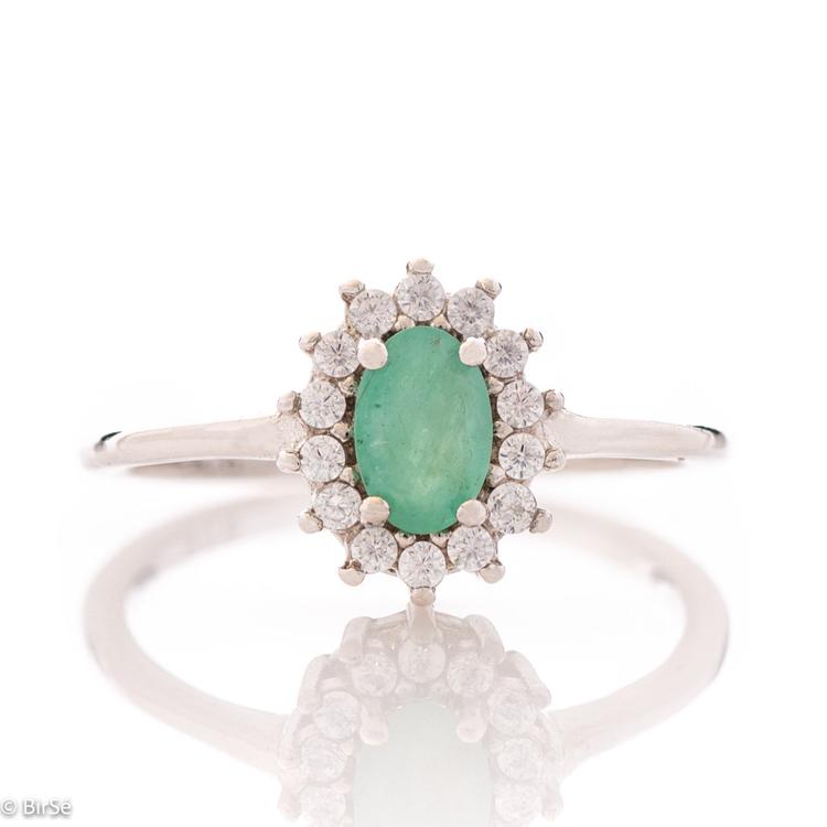 Silver ring - Natural emerald 0,52 ct 