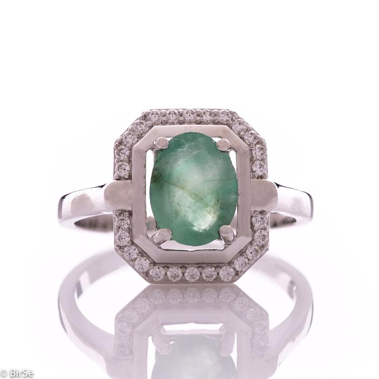 Silver Ring - Natural Emerald 1,26 ct