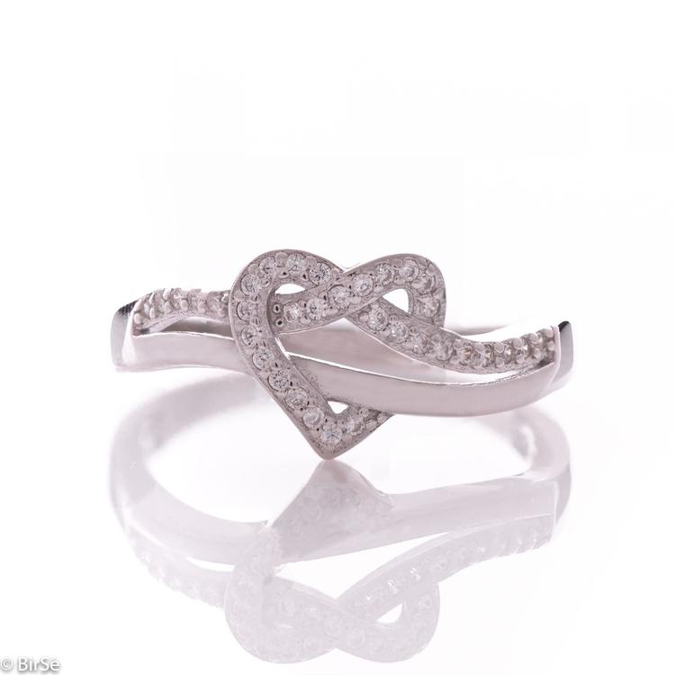 Silver Ring - Heart with Infinity