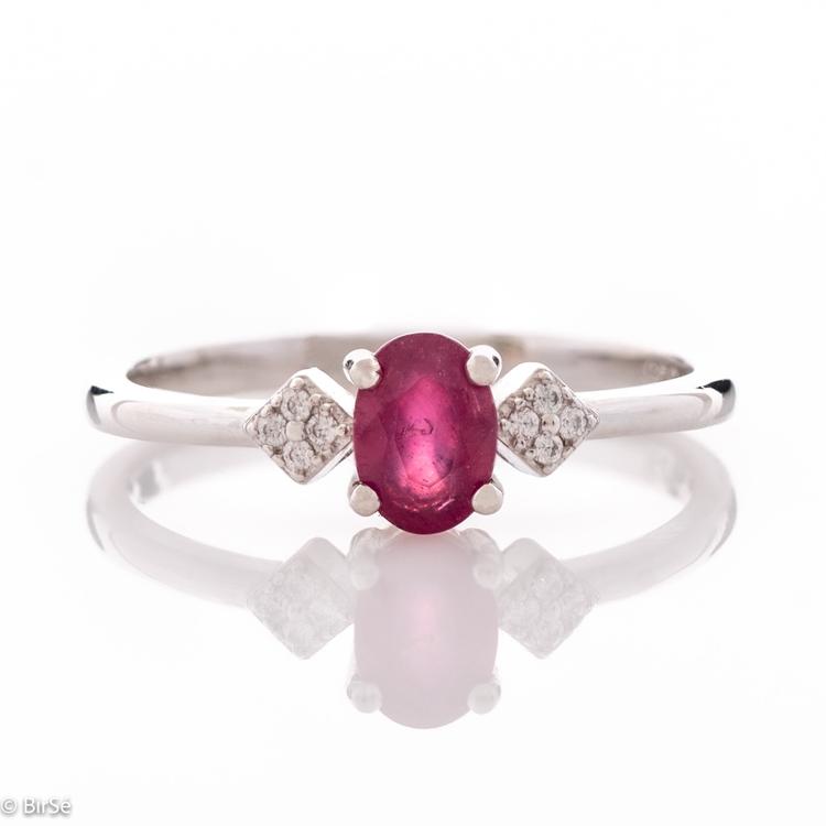 Silver ring - natural ruby 0,60 ct.