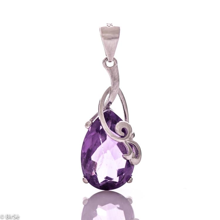 Silver pendant - Natural amethyst 5.00 ct 398