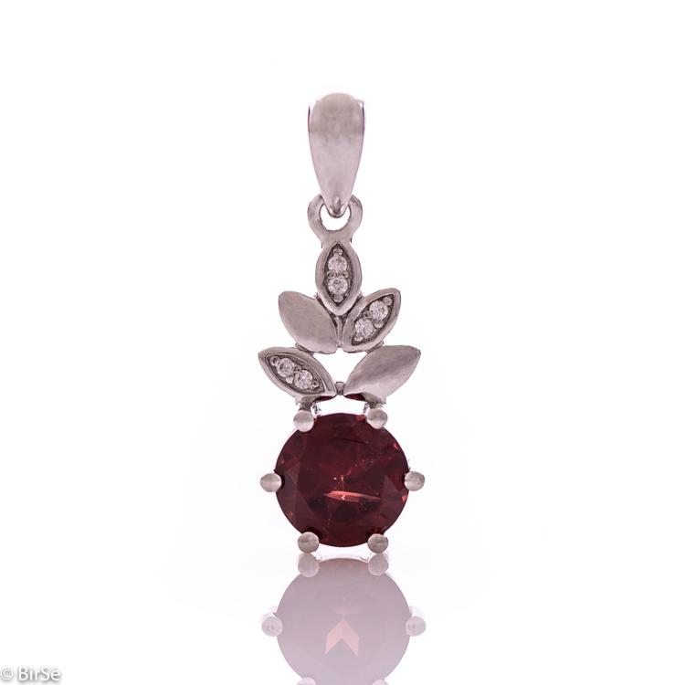 Silver pendant - Natural garnet 1,00 ct