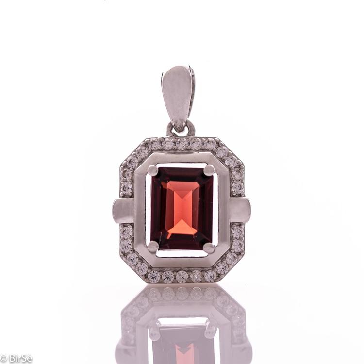 Silver pendant - Natural garnet 1,40 ct