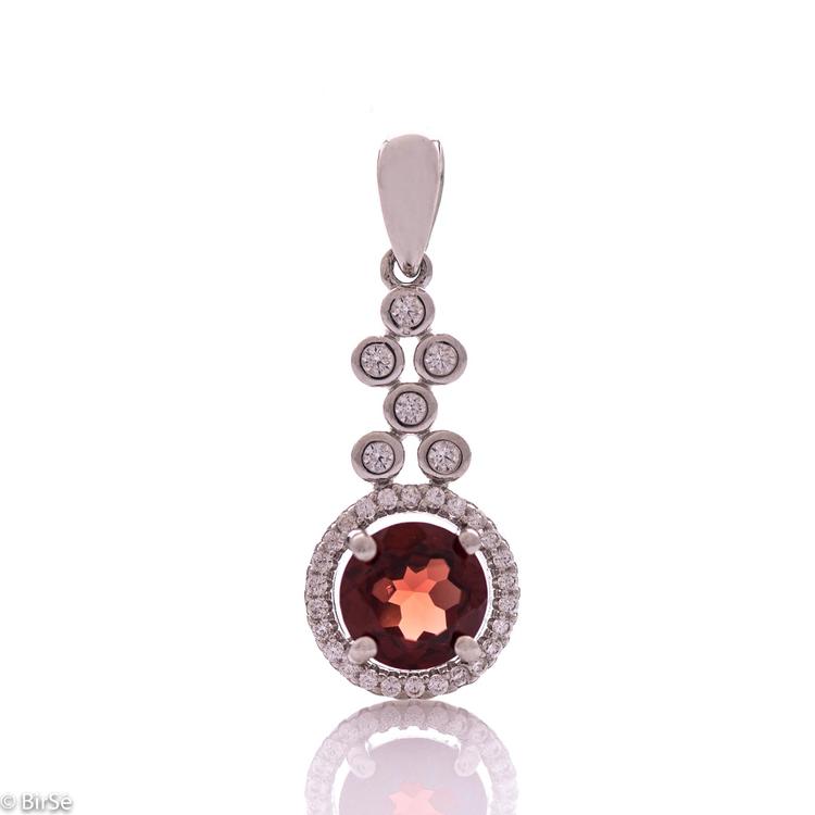 Silver pendant - Natural garnet 1.60 ct