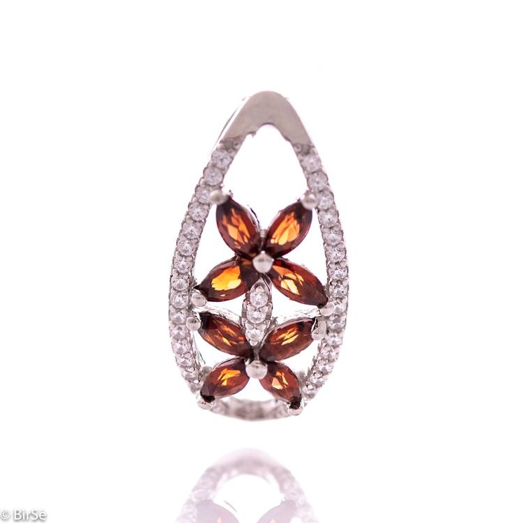 Silver pendant - Natural garnet 0,72 ct