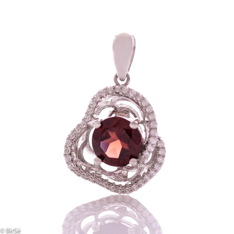 Silver pendant - Natural garnet 1,60 ct