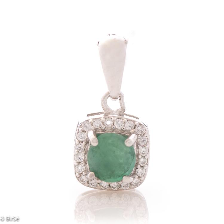 Silver pendant - Natural emerald 0,48 ct.