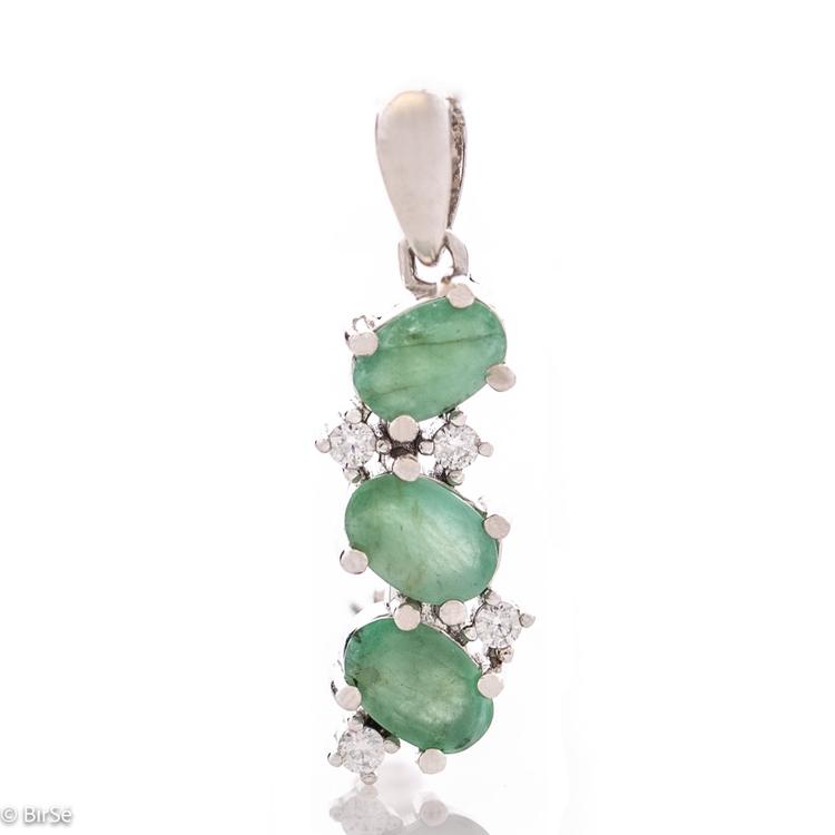 Silver pendant - Natural emerald 1,56 ct.