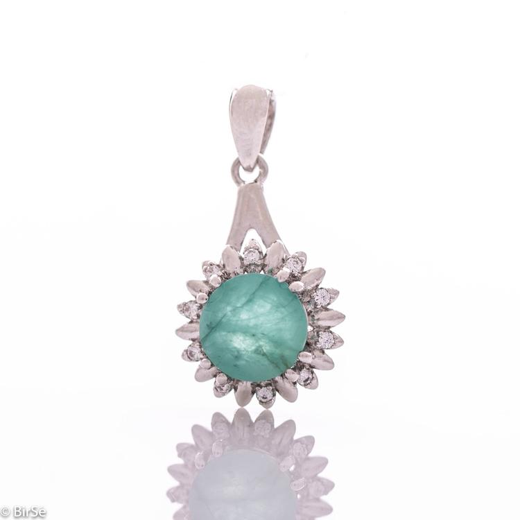 Silver pendant - Natural emerald 2,50 ct