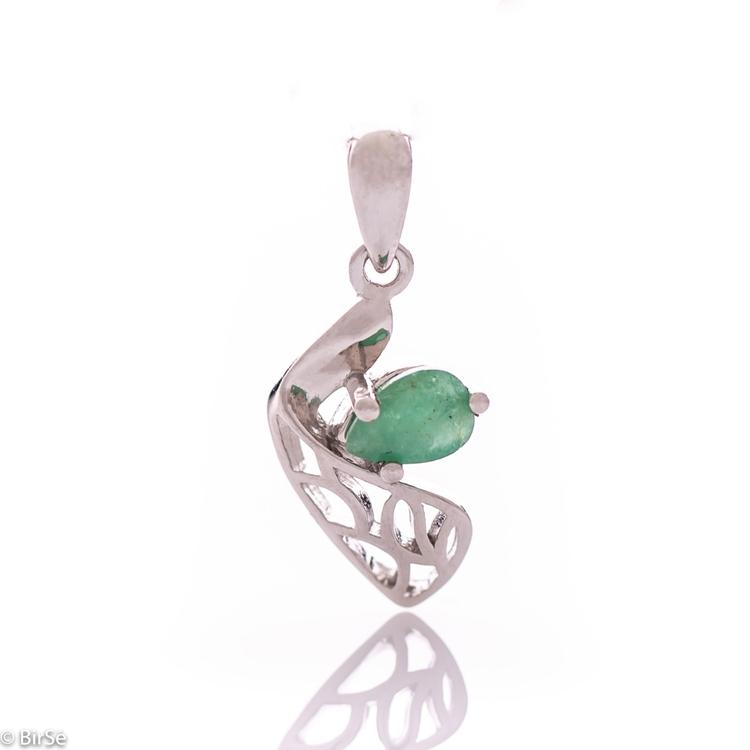 Silver pendant - Natural emerald 0,45 ct