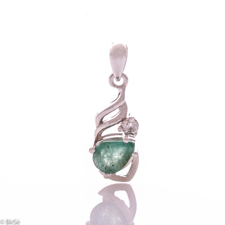 Silver pendant - Natural emerald 0,70 ct