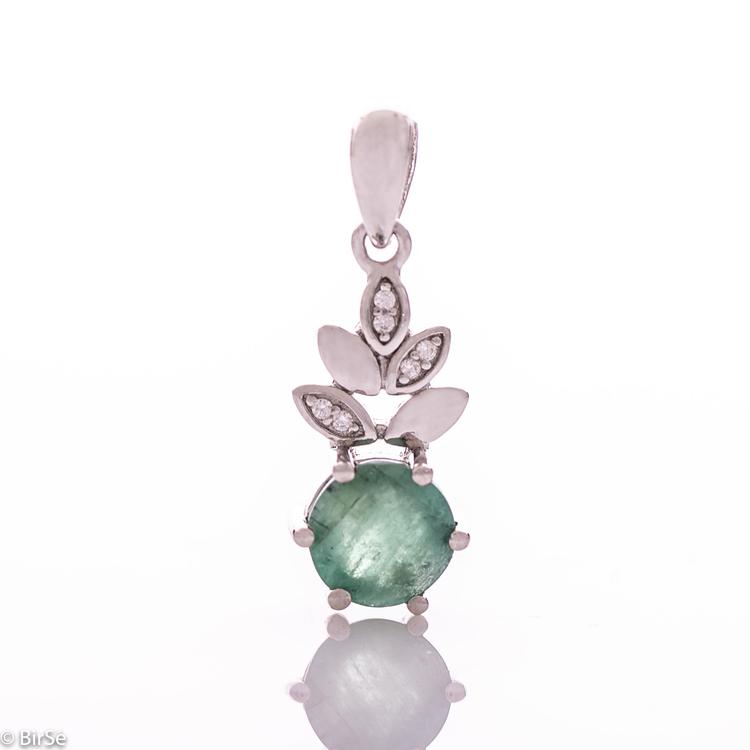 Silver pendant - Natural emerald 0,80 ct