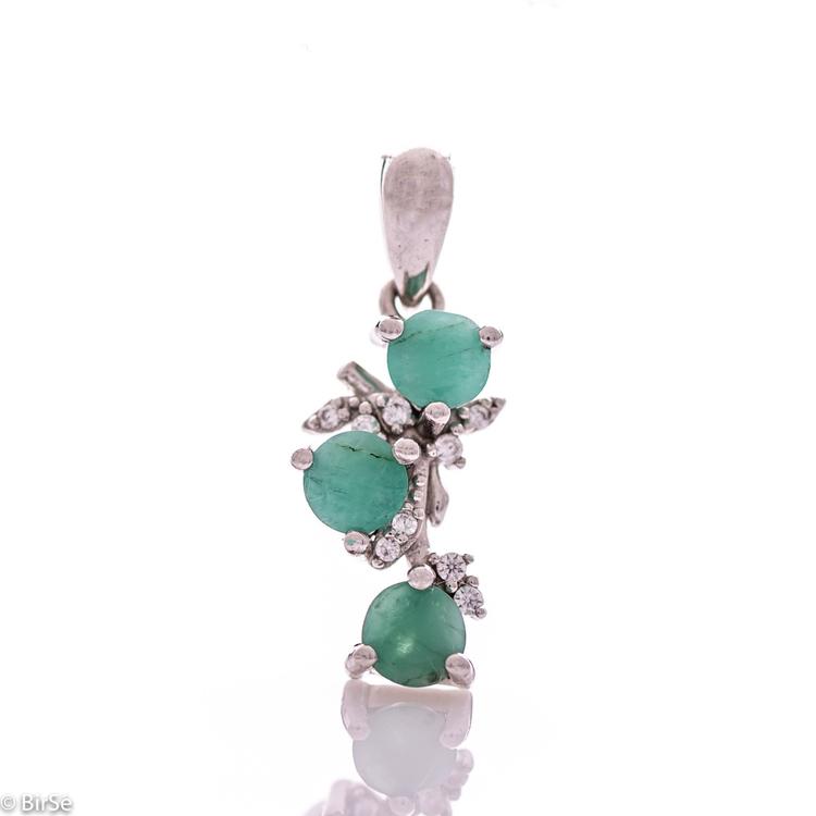 Silver pendant - Natural emerald 0,81 ct