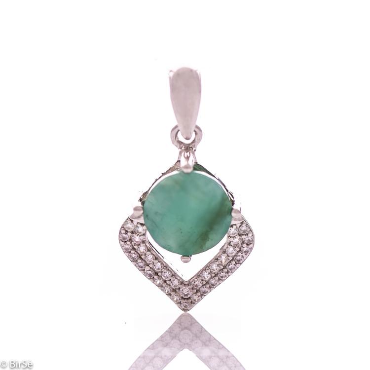 Silver pendant - Natural emerald 2,50 ct