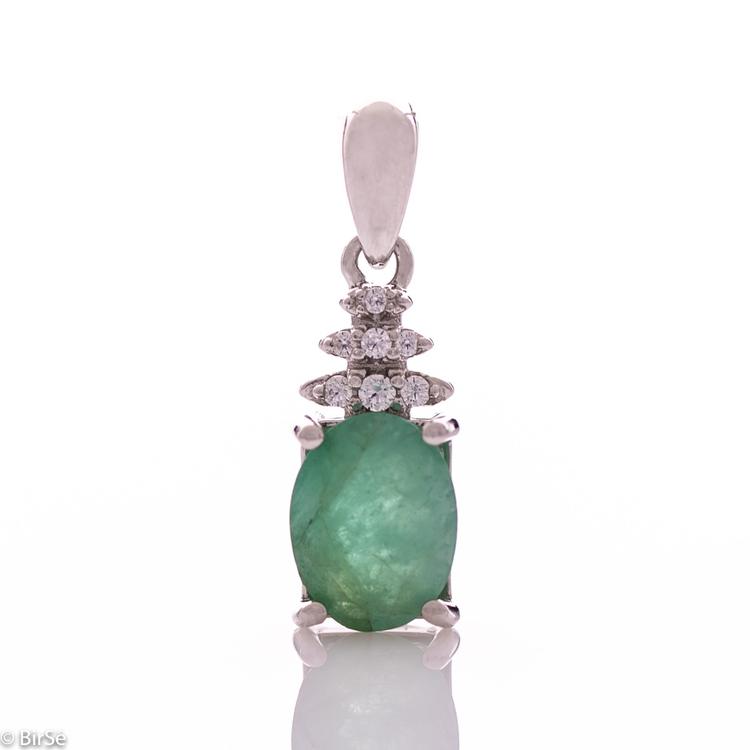 Silver pendant - Natural emerald 1,90 ct