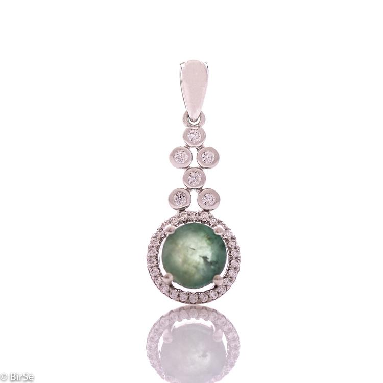 Silver pendant - Natural emerald 1.70 ct