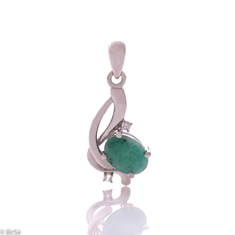 Silver pendant - Natural emerald 1,26 ct