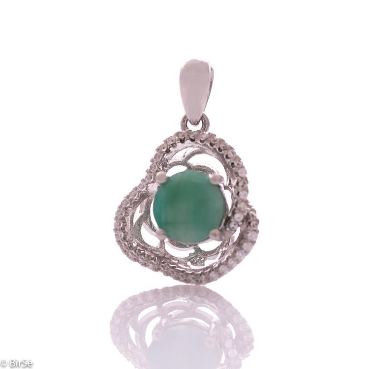 Silver pendant - Natural emerald 1,70 ct