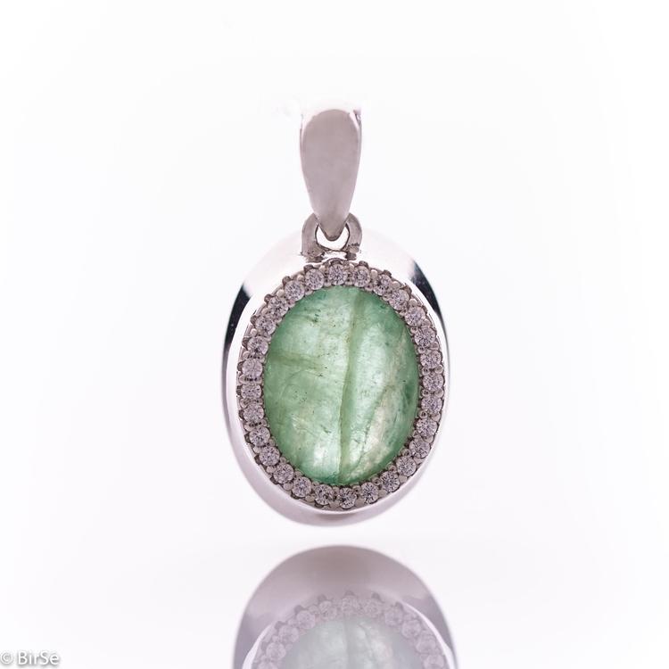 Silver pendant - Natural emerald 2,60 ct