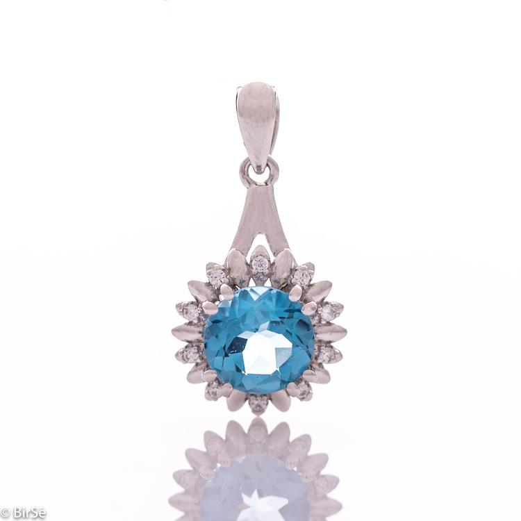 Silver pendant - Natural London topaz 2,50 ct