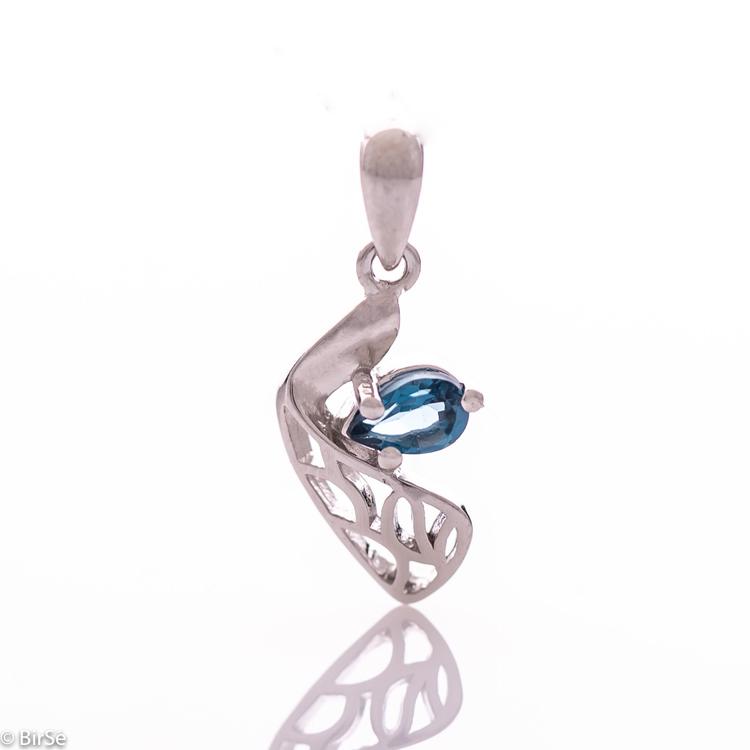 Silver pendant - Natural London topaz 0,50 ct