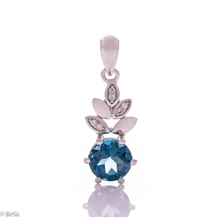 Silver pendant - Natural London topaz 1,00 ct