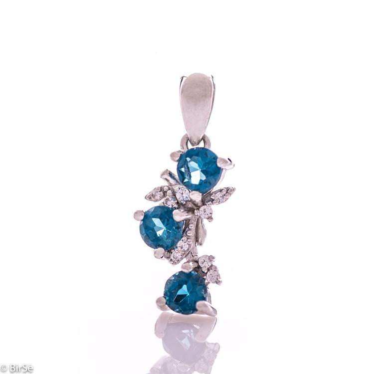 Silver pendant - Natural London topaz 0,90 ct