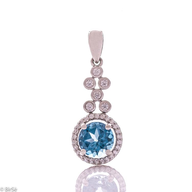 Silver Pendant - Natural London Topaz 1.55 ct