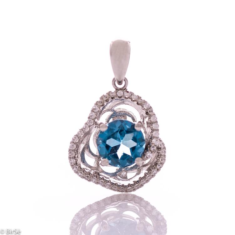 Silver pendant - Natural London topaz 1,55 ct