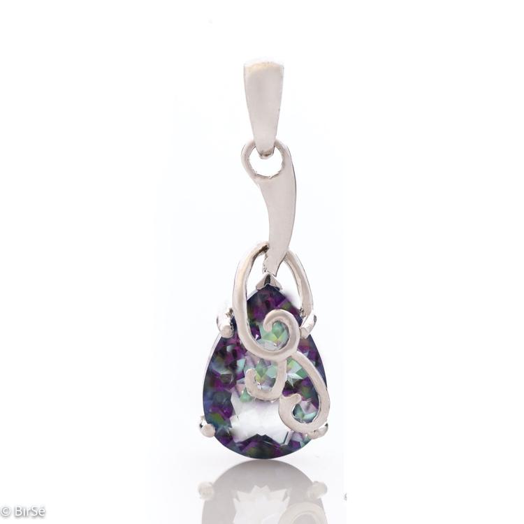 Silver pendant - Natural mystic topaz 8,50