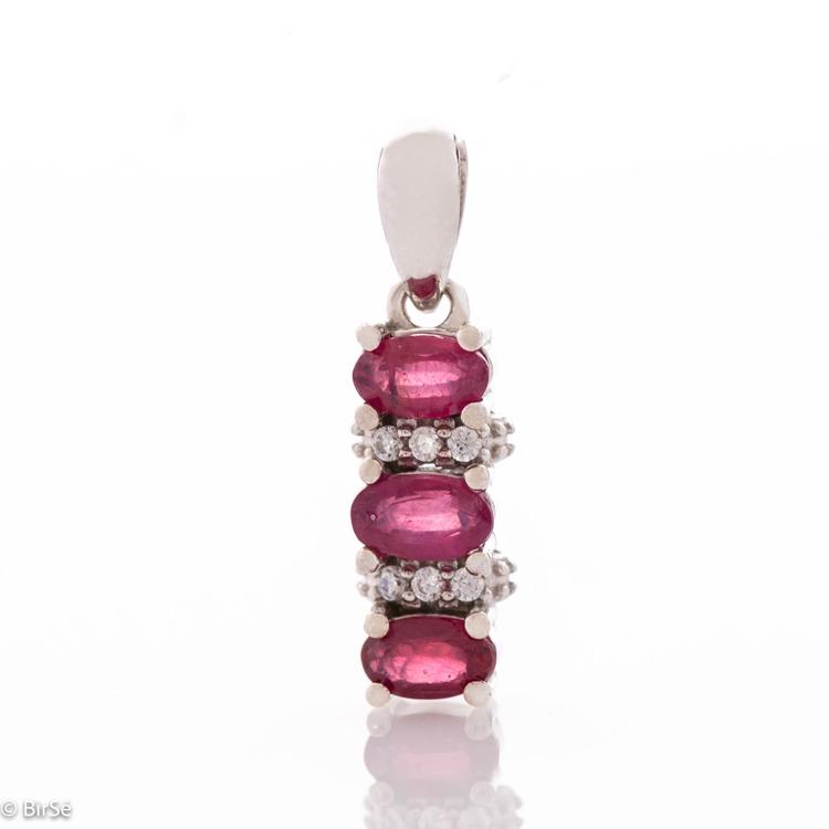 Silver pendant - Natural ruby 1,05 ct.