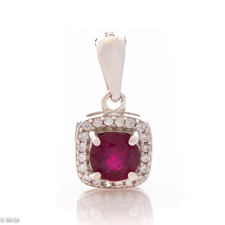 Silver pendant - Natural ruby 0,65 ct. 