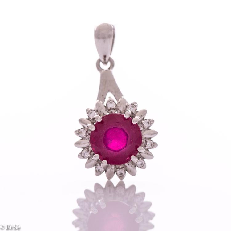 Silver pendant - Natural ruby 2,25 ct