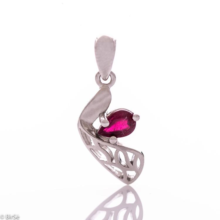 Silver pendant - Natural ruby 0,50 ct