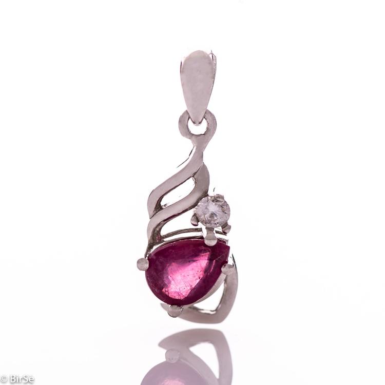 Silver pendant - Natural ruby 0,75 ct