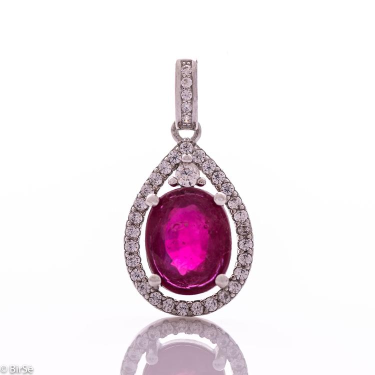 Silver pendant - Natural ruby 3,15 ct