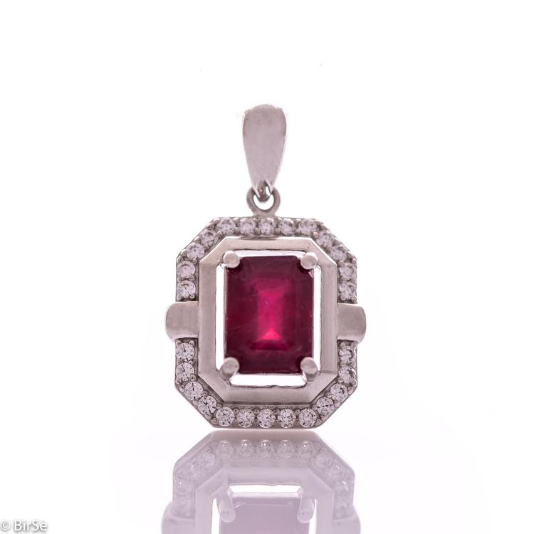 Silver pendant - Natural ruby 1,55 ct