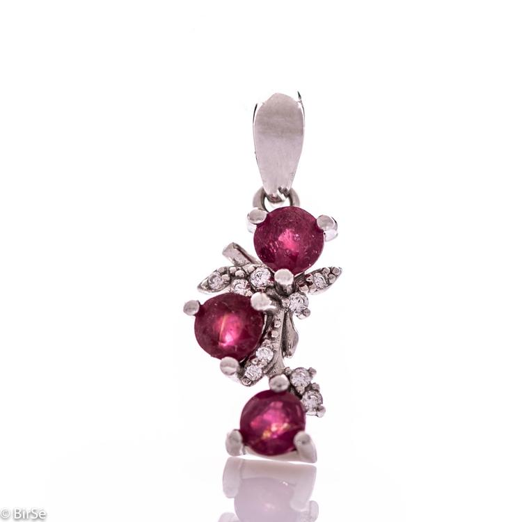 Silver pendant - Natural ruby 1,02 ct