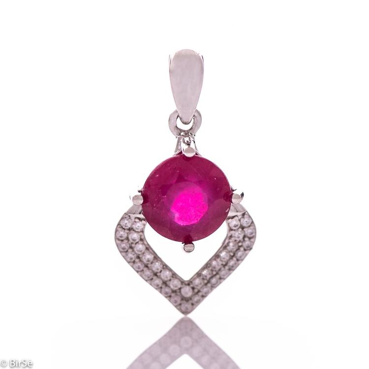 Silver pendant - Natural ruby 2,25 ct